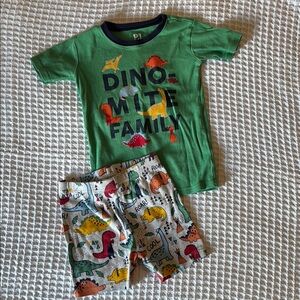 Kids Green Dinosaur Pajama Set